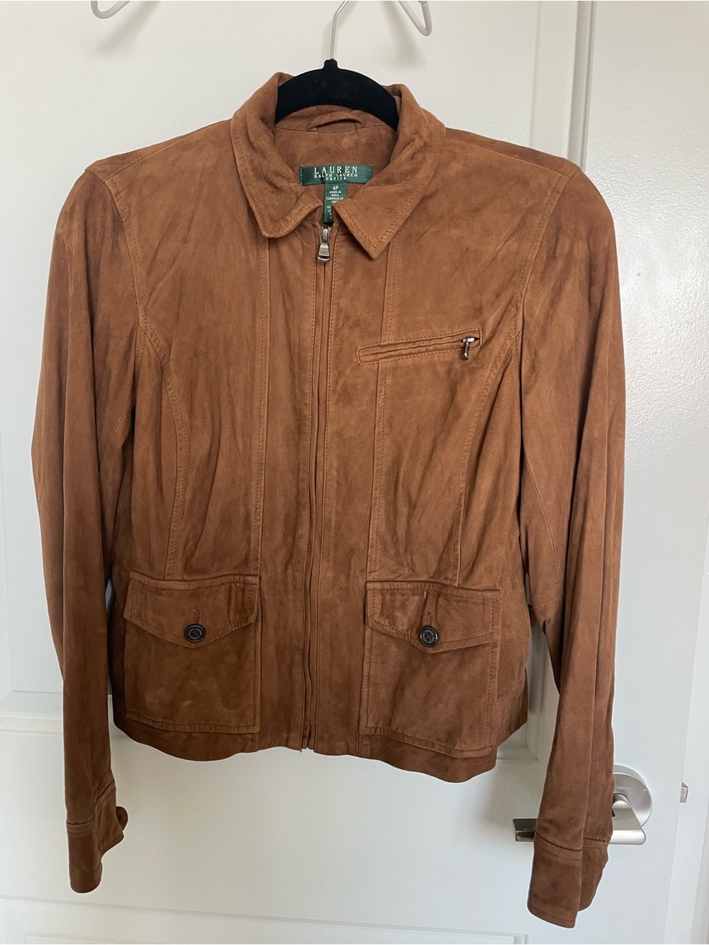 Vintage Ralph Lauren Women’s Brown Suede Zip-Front Jacket 4P